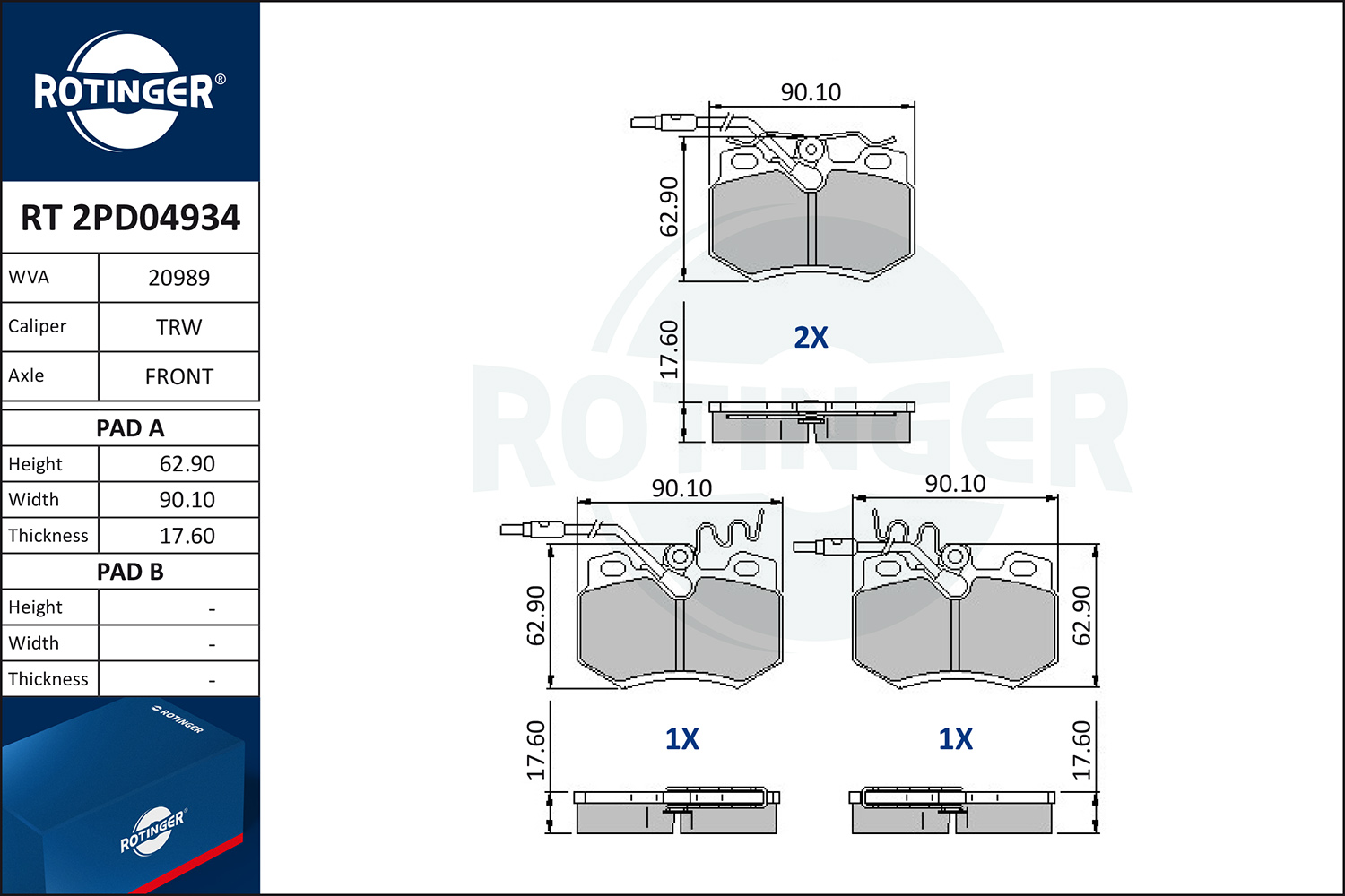 Set placute frana,frana disc RT 2PD04934 ROTINGER